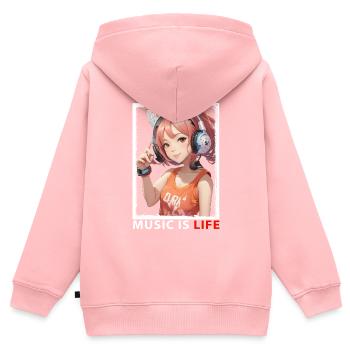 MUSIC is LIFE - Design pour les mélomanes - Sweat Premium à capuche zippé enfant bio - rose - Dos - AI Model Kid Female (0cm)
