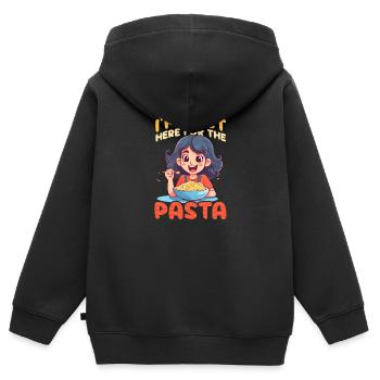 Amateur de pâtes ici pour les pâtes - Sweat Premium à capuche zippé enfant bio - noir - Dos - AI Model Kid Male (0cm)