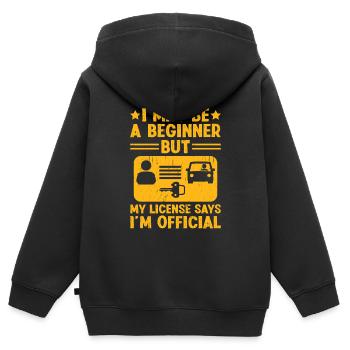 Permis de conduire passé Nouveau permis de conduire S - Sweat Premium à capuche zippé enfant bio - noir - Dos - AI Model Kid Male (0cm)