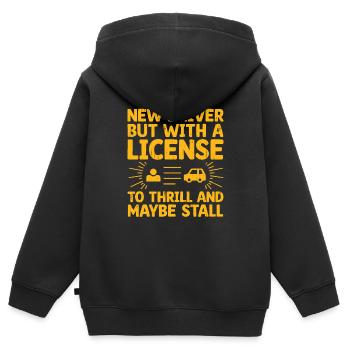 Permis de conduire passé Nouveau permis de conduire S - Sweat Premium à capuche zippé enfant bio - noir - Dos - AI Model Kid Male (0cm)