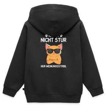 Ich bin nicht Stur nur Meinungsstabil Katze - Kinder Premium Organic Zip Hoodie - Schwarz - Hinten - AI Model Kid Male (0cm)