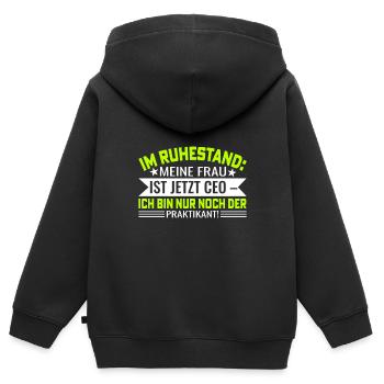 Frau ist Ceo Rentner Ruhestand - Kinder Premium Organic Zip Hoodie - Schwarz - Hinten - AI Model Kid Male (0cm)