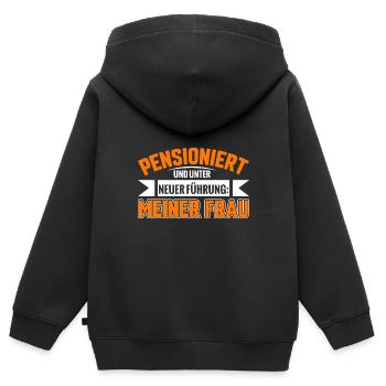 Neue Führung Rente Ruhestand Meine Frau - Kinder Premium Organic Zip Hoodie - Schwarz - Hinten - AI Model Kid Male (0cm)