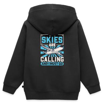 Pilot Aviation Airplane Airline Future Pilots - Kinder Premium Organic Zip Hoodie - Schwarz - Hinten - AI Model Kid Male (0cm)