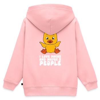 Drôle de canard Canards mignons - Sweat Premium à capuche zippé enfant bio - rose - Dos - AI Model Kid Female (0cm)