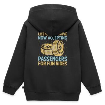 Permis de conduire passé Nouveau permis de conduire S - Sweat Premium à capuche zippé enfant bio - noir - Dos - AI Model Kid Male (0cm)
