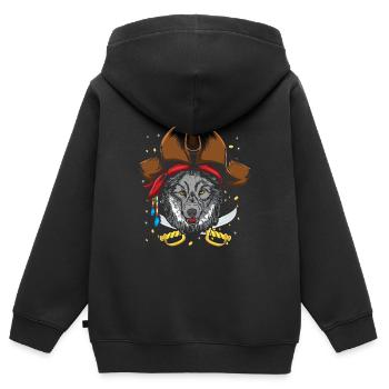 Wolfshund Lustiges Piratendekor Faules Halloween - Kinder Premium Organic Zip Hoodie - Schwarz - Hinten - AI Model Kid Male (0cm)