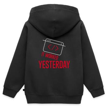It Worked Yesterday 2 - Kids Premium Organic Zip-up Hoodie - black - Back - AI Model Kid Male (0cm)