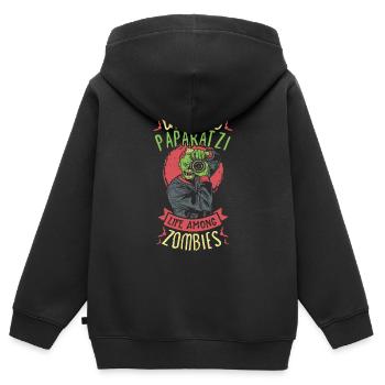 Photographe zombie Photographe d’horreur Spooky - Sweat Premium à capuche zippé enfant bio - noir - Dos - AI Model Kid Male (0cm)