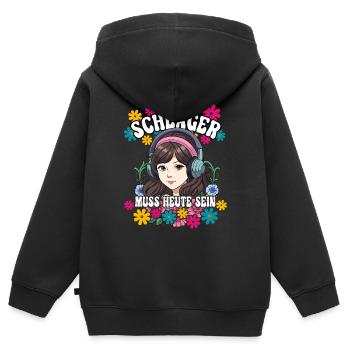 Schlager - Kinder Premium Organic Zip Hoodie - Schwarz - Hinten - AI Model Kid Male (0cm)