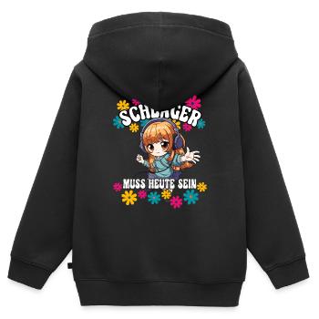 Schlager - Kinder Premium Organic Zip Hoodie - Schwarz - Hinten - AI Model Kid Male (0cm)