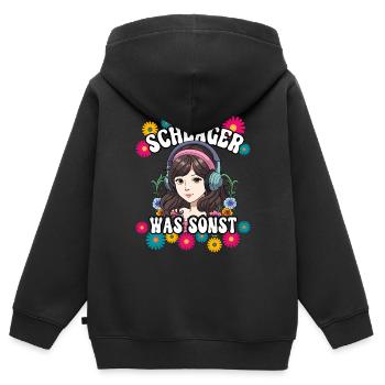 Schlager - Kinder Premium Organic Zip Hoodie - Schwarz - Hinten - AI Model Kid Male (0cm)