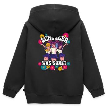 Schlager - Kinder Premium Organic Zip Hoodie - Schwarz - Hinten - AI Model Kid Male (0cm)