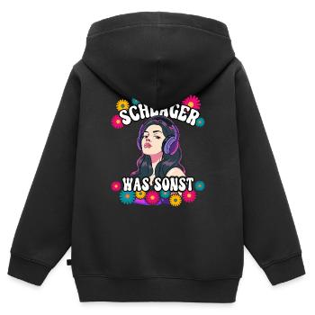 Schlager - Kinder Premium Organic Zip Hoodie - Schwarz - Hinten - AI Model Kid Male (0cm)