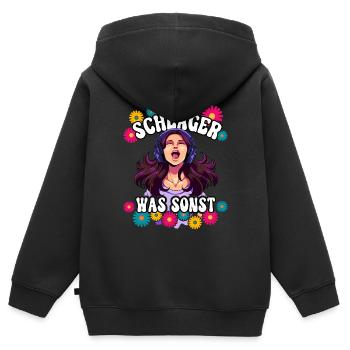 Schlager - Kinder Premium Organic Zip Hoodie - Schwarz - Hinten - AI Model Kid Male (0cm)