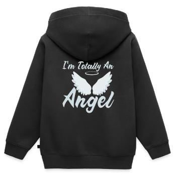 Je suis totalement un ange 4 - Sweat Premium à capuche zippé enfant bio - noir - Dos - AI Model Kid Male (0cm)