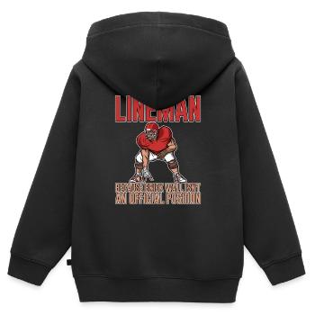Lineman Because Brick Wall Isn't A Position 2 - Kinder Premium Organic Zip Hoodie - Schwarz - Hinten - AI Model Kid Male (0cm)