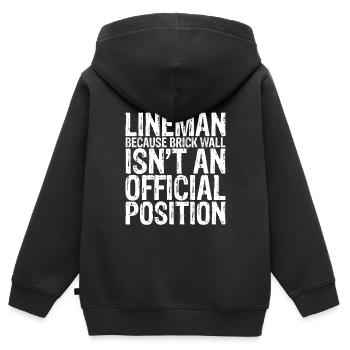 Lineman Because Brick Wall Isn't A Position 3 - Kinder Premium Organic Zip Hoodie - Schwarz - Hinten - AI Model Kid Male (0cm)