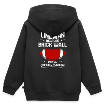 Lineman Because Brick Wall Isn't A Position 4 - Kinder Premium Organic Zip Hoodie - Schwarz - Hinten - AI Model Kid Male (0cm)