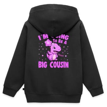 Going To Be A Big Cousin Dinosaur Promoted Cousin - Kids Premium Organic Zip-up Hoodie - black - Back - AI Model Kid Male (0cm)