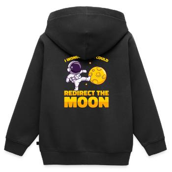 Détournement astroïde de l’espace et de la Lune - Sweat Premium à capuche zippé enfant bio - noir - Dos - AI Model Kid Male (0cm)