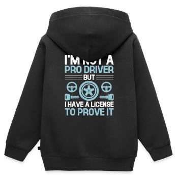 Permis de conduire passé Nouveau permis de conduire S - Sweat Premium à capuche zippé enfant bio - noir - Dos - AI Model Kid Male (0cm)