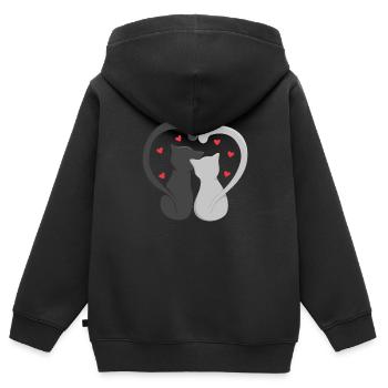 Two Cat Form Heart - Kids Premium Organic Zip-up Hoodie - black - Back - AI Model Kid Male (0cm)