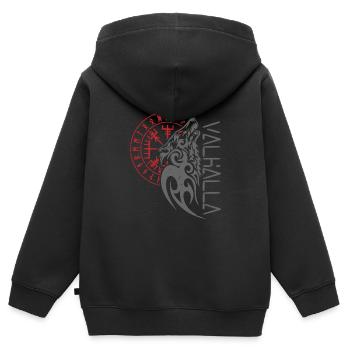 Walhalla Wolf Odin Kompass - Kinder Premium Organic Zip Hoodie - Schwarz - Hinten - AI Model Kid Male (0cm)
