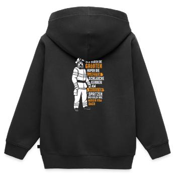 Feuerwehr große Hupen Lange Schläuche - Kinder Premium Organic Zip Hoodie - Schwarz - Hinten - AI Model Kid Male (0cm)