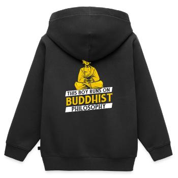 Philosophie bouddhiste de Bouddha - Sweat Premium à capuche zippé enfant bio - noir - Dos - AI Model Kid Male (0cm)