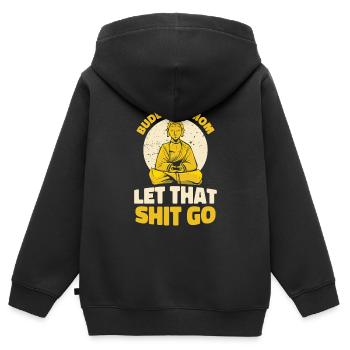 Bouddha Mère bouddhiste - Sweat Premium à capuche zippé enfant bio - noir - Dos - AI Model Kid Male (0cm)