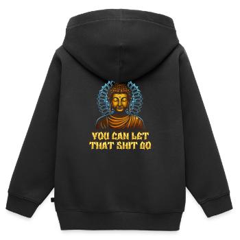 Bouddha bouddhiste Grand - Sweat Premium à capuche zippé enfant bio - noir - Dos - AI Model Kid Male (0cm)
