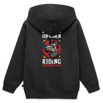 Dunkles Einhorn Horror Einhorn Mitternacht Einhorn - Kinder Premium Organic Zip Hoodie - Schwarz - Hinten - AI Model Kid Male (0cm)
