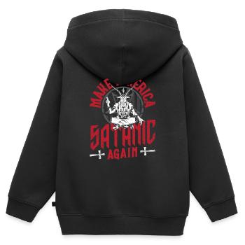 Satan Make America Satanic Again Occult - Kinder Premium Organic Zip Hoodie - Schwarz - Hinten - AI Model Kid Male (0cm)