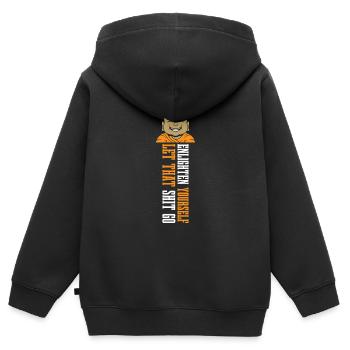 Bouddha bouddhiste drôle - Sweat Premium à capuche zippé enfant bio - noir - Dos - AI Model Kid Male (0cm)