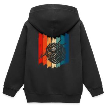 Retro Crochet Vintage Crochet - Kinder Premium Organic Zip Hoodie - Schwarz - Hinten - AI Model Kid Male (0cm)