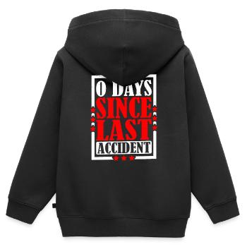 0 Days Since Last Accident 13 - Kinder Premium Organic Zip Hoodie - Schwarz - Hinten - AI Model Kid Male (0cm)