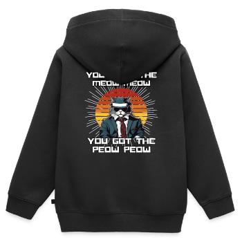 Chemise Chat Chat Cadeau Idée Mastic - Sweat Premium à capuche zippé enfant bio - noir - Dos - AI Model Kid Male (0cm)