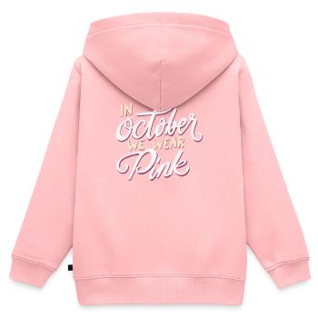 Cancer Du Sein Octobre Rose Ruban - Sweat Premium à capuche zippé enfant bio - rose - Dos - AI Model Kid Female (0cm)