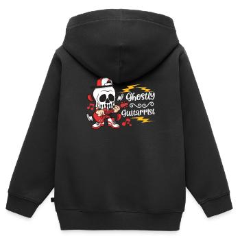 Drôle Horreur Spooky Guitariste Guitariste Fantomatique - Sweat Premium à capuche zippé enfant bio - noir - Dos - AI Model Kid Male (0cm)