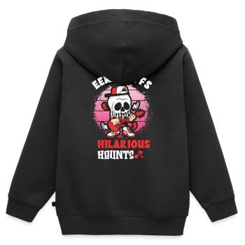Drôle Horreur Spooky Guitariste Guitariste Fantomatique - Sweat Premium à capuche zippé enfant bio - noir - Dos - AI Model Kid Male (0cm)