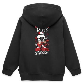 Drôle Horreur Spooky Guitariste Guitariste Fantomatique - Sweat Premium à capuche zippé enfant bio - noir - Dos - AI Model Kid Male (0cm)