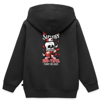 Drôle Horreur Spooky Guitariste Guitariste Fantomatique - Sweat Premium à capuche zippé enfant bio - noir - Dos - AI Model Kid Male (0cm)