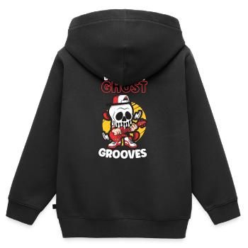 Drôle Horreur Spooky Guitariste Guitariste Fantomatique - Sweat Premium à capuche zippé enfant bio - noir - Dos - AI Model Kid Male (0cm)