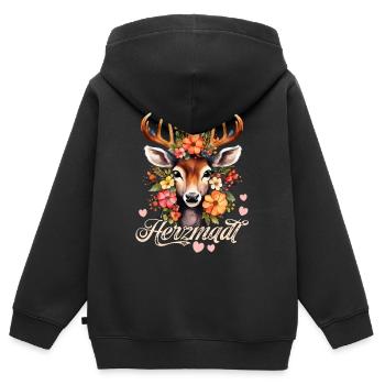Trachtenshirt Damen Trachten T-Shirt Herzmadl - Kinder Premium Organic Zip Hoodie - Schwarz - Hinten - AI Model Kid Male (0cm)