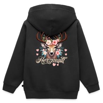 Trachtenshirt Damen Trachten T-Shirt Herzmadl - Kinder Premium Organic Zip Hoodie - Schwarz - Hinten - AI Model Kid Male (0cm)