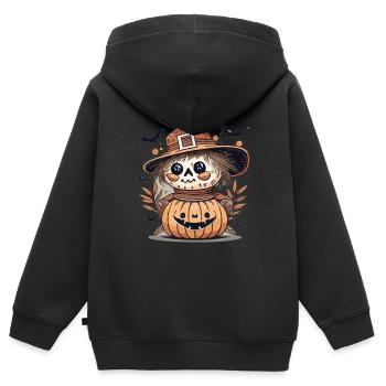 Joyeux halloween - Sweat Premium à capuche zippé enfant bio - noir - Dos - AI Model Kid Male (0cm)