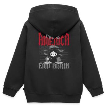 Emoticon Make America Emo Again Emocore Esthétique - Sweat Premium à capuche zippé enfant bio - noir - Dos - AI Model Kid Male (0cm)