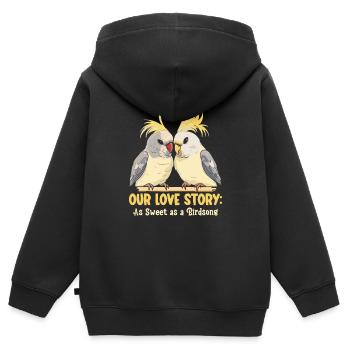 Valentinstag Turteltauben Vogelmotiv Romantisch - Kinder Premium Organic Zip Hoodie - Schwarz - Hinten - AI Model Kid Male (0cm)