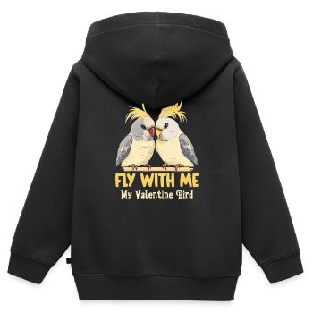 Valentinstag Turteltauben Vogelmotiv Romantisch - Kinder Premium Organic Zip Hoodie - Schwarz - Hinten - AI Model Kid Male (0cm)